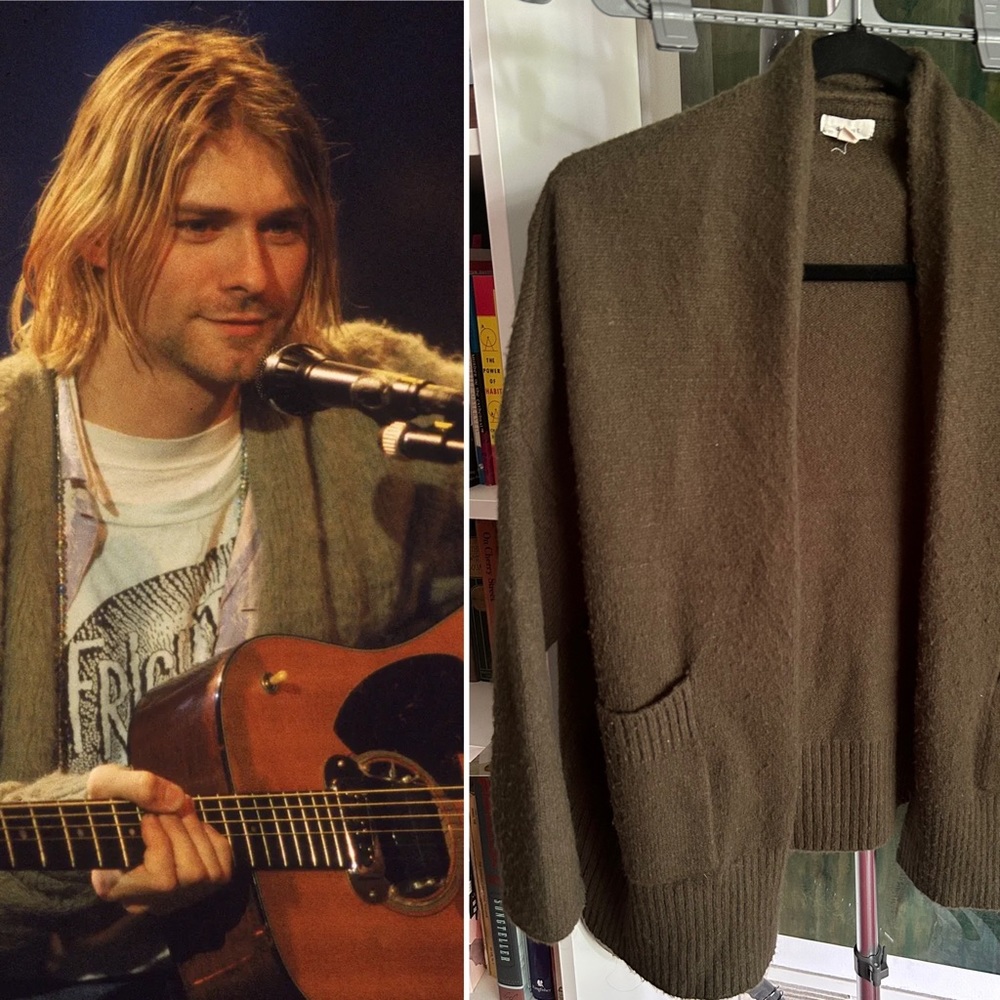 Men’s- Kurt Cobain-sequel green cardigan sweater